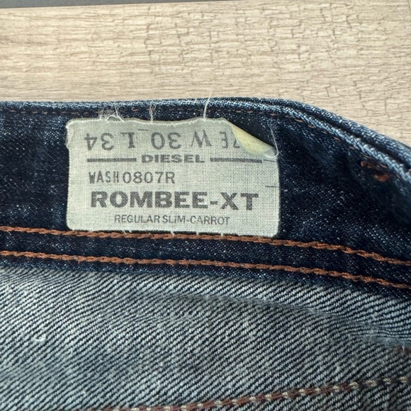 Diesel ROMBEE-XT Regular Slim-Carrot Wash Jeans 0807R Button Fly Size 30x34 - Picture 14 of 15